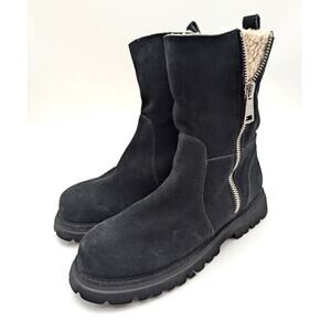 Blondo Burnout Waterproof Boots Side Zip Women's Leather Black Size US10M EU40.5